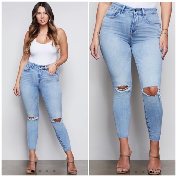 Good American Denim - NEW Good American high rise skinny jeans rip knee
